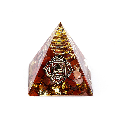 Chakra Pattern Orgonite Pyramid Resin Display Decorations G-PW0005-03B-1