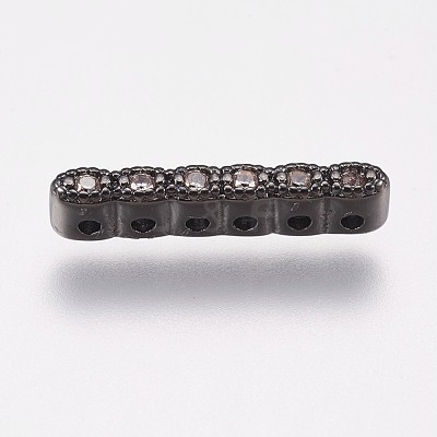 Brass Micro Pave Cubic Zirconia Spacer Bars KK-I614-038B-B-1