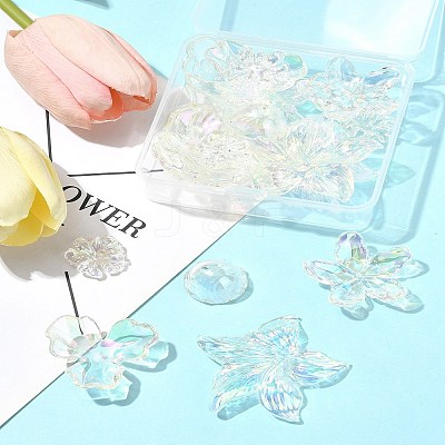 20Pcs 5 Styles UV Plating Acrylic Beads Caps TACR-FS0001-60-1