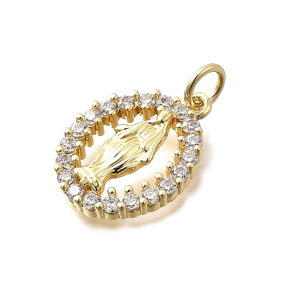 Brass Micro Pave Cubic Zirconia Pendants KK-P336-04D-G-1