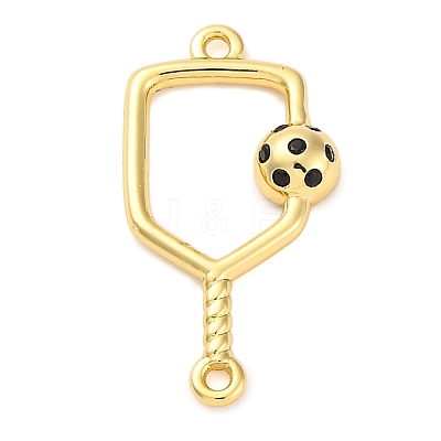 Brass Black Enamel Connector Charms KK-NH0005-02G-1