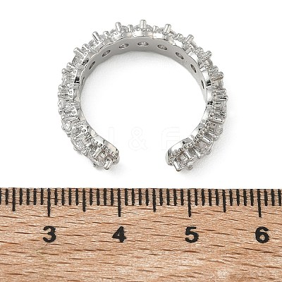 Brass Micro Pave Cubic Zirconia Cuff Open Rings for Women RJEW-C163-07P-1