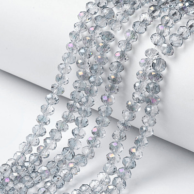 Electroplate Transparent Glass Beads Strands EGLA-A034-T8mm-F10-1