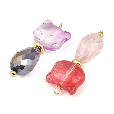 8Pcs Electroplate Glass Pendants PALLOY-JF03241-1