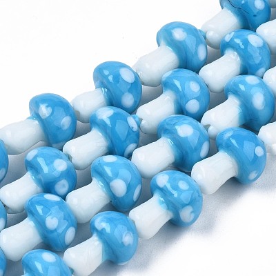 Mushroom Handmade Lampwork Beads Strands LAMP-R116-19A-1