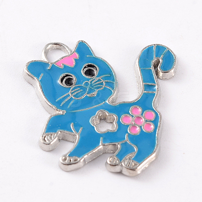 Mixed Shape Platinum Plated Alloy Enamel Pendants AP016-1