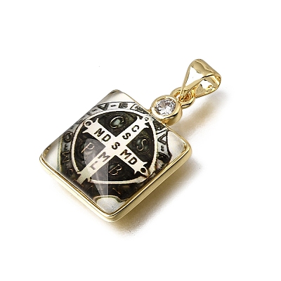 Religion Brass Micro Pave Clear Cubic Zirconia Pendants KK-C262-01G-01-1