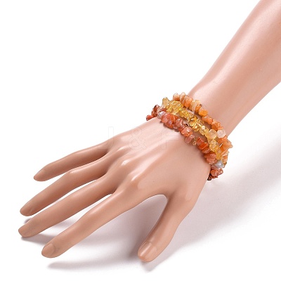 Chips Natural Mixed Stone Stretch Bracelets BJEW-JB05644-1