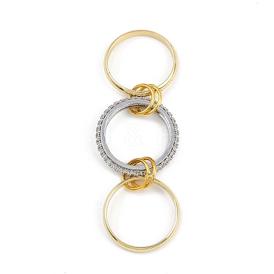 Brass Micro Pave Cubic Zirconia Finger Rings RJEW-D325-01PG-06-1