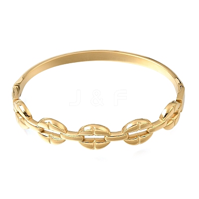 304 Stainless Steel Oval Ring Hinged Cuff Bangles for Women SA-CBAF851-07G-1