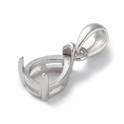 Rhodium Plated Rack Plating 925 Sterling Silver Pendants Cabochon Settings STER-NH0001-49D-P-1