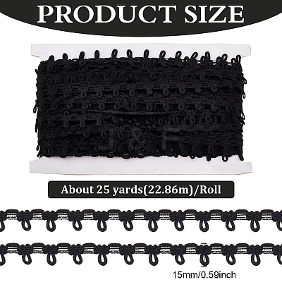 25 Yardss Polyester Elastic Button Looping Ribbons SRIB-WH0011-211B-1