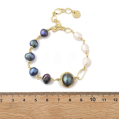 Pearl Beaded Bracelets BJEW-P350-01G-1