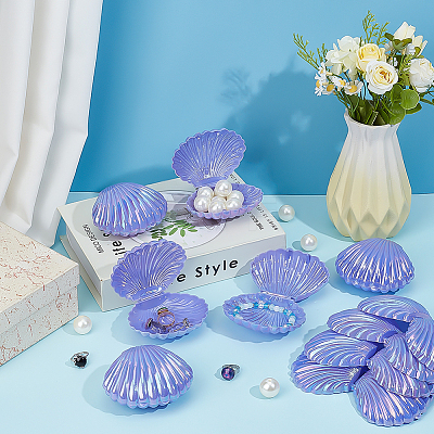 Pearlized Plastic Shell Shaped Jewelry Storage Boxes AJEW-WH0695-138A-01-1