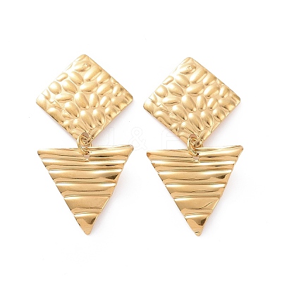 304 Stainless Steel Triangle with Rhombus Dangle Stud Earrings for Women EJEW-G328-16-1