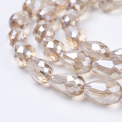 Electroplate Glass Beads Strands X-EGLA-D015-15x10mm-25-1