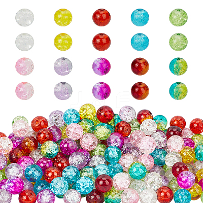 Spray Painted Transparent Crackle Glass Beads CCG-PH0003-11A-1
