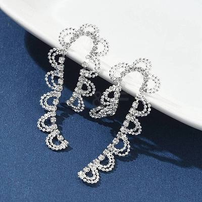 Brass Rhinestones Stud Earrings AJEW-D307-01P-1