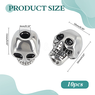 10Pcs 304 Stainless Steel European Beads STAS-ME0002-88-1