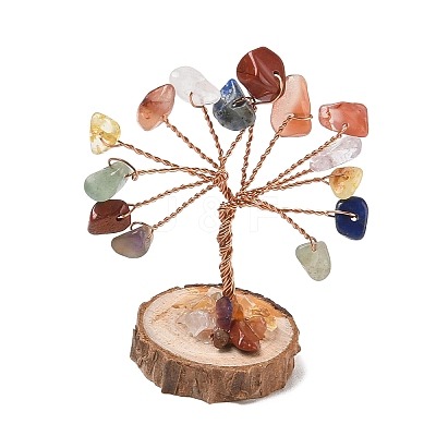 Natural & Synthetic Mixed Gemstone Chips Tree of Life Decorations GG-CBAEDF6-01K-1