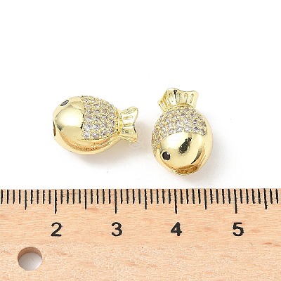 Brass Micro Pave Cubic Zirconia Beads KK-C104-09G-1