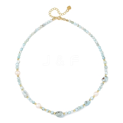 Natural Larimar Beaded Necklaces NJEW-JN06654-1