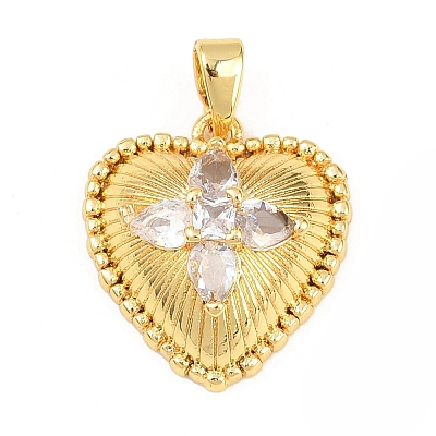 Brass Micro Pave Cubic Zirconia Pendants KK-K418-05G-1