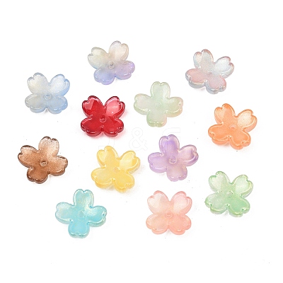 Two Tone Transparent Glass Bead Caps GLAA-Z020-02-1