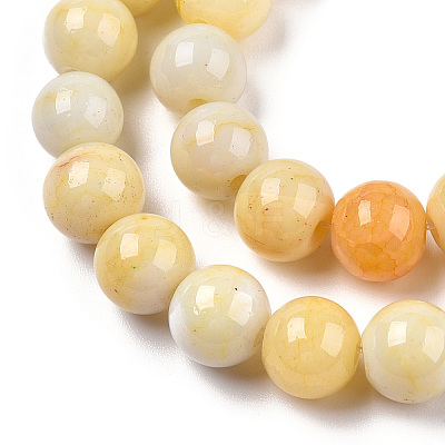 Ombre Effect Dyed Crackle Glass Round Beads Strands GLAA-T031-01F-1