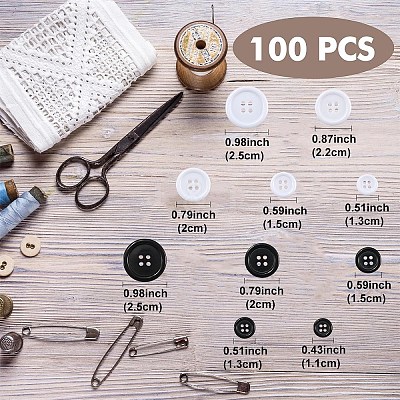 100Pcs 10 Styles Resin Buttons RESI-YW0003-14-1