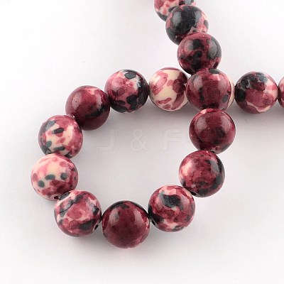 Dyed Natural Ocean White Jade Round Bead Strands G-R295-4mm-02-1
