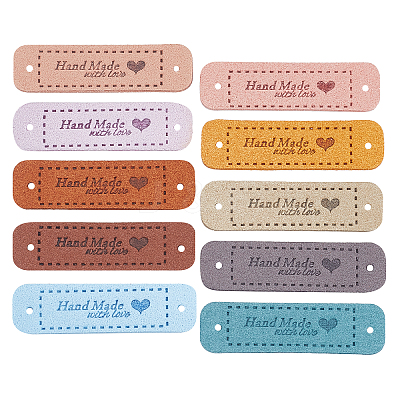 80Pcs 10 Colors PU Leather Label Tags DIY-NB0005-60-1