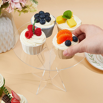 Acrylic Round Dessert Display Easels ODIS-WH0079-009-1
