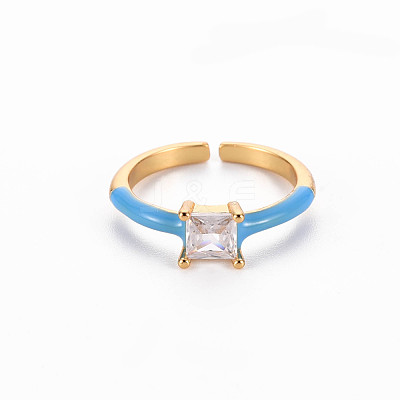 Brass Enamel Cuff Rings RJEW-T016-32F-NF-1