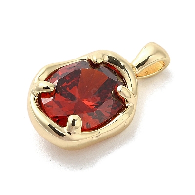 Golden Brass Micro Pave Cubic Zirconia Pendants KK-U031-02G-02-1