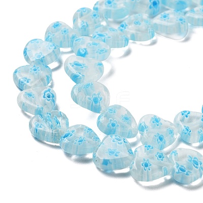 Handmade Millefiori Glass Heart Bead Strands LK-P017-12-1