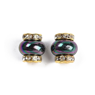 Resin Beads with Brass Rhinestone Rondelle KK-H490-05G-09-1