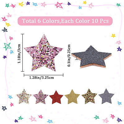 60Pcs 6 Colors PU Ornament Accessories DIY-GF0007-40-1