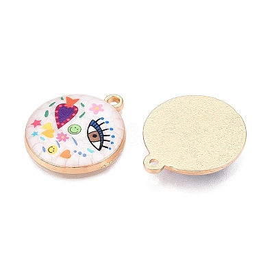 Printed Rack Plating Alloy Enamel Pendants ENAM-T020-02B-1