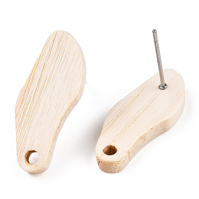 Ash Wood Stud Earring Findings EJEW-N017-011S-1