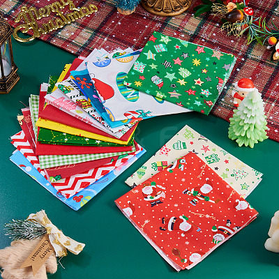 15Pcs 2 Bags 2 Styles Christmas Cotton Fabric DIY-TA0014-62-1