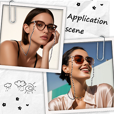 3Pcs 3 Colors Plastic Pearl & Glass Bead Strap for Eyeglasses AJEW-CY0002-18-1