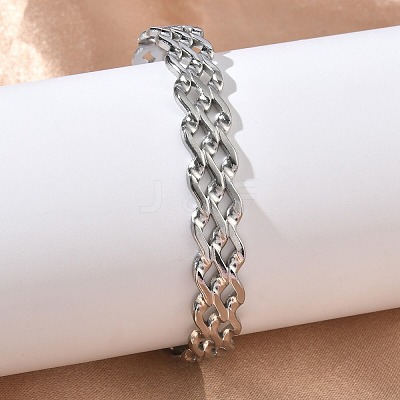 304 Stainless Steel Cuff Bangles for Women BJEW-A160-04P-1