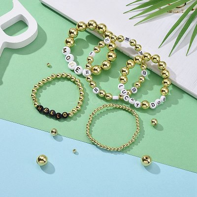5 Sizes Plating Acrylic Beads PACR-LS0001-01G-1