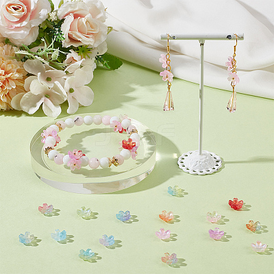 300Pcs 15 Colors Glass Bead Caps GLAA-GO0001-26-1