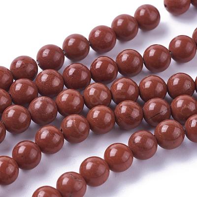 Natural Red Jasper Beads Strands G-F348-01-6mm-A-1