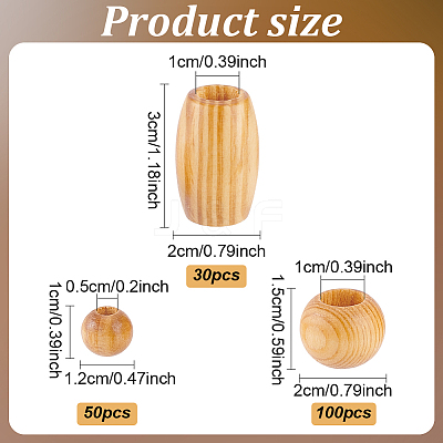 3 Styles Wood Beads WOOD-AN0001-02-1