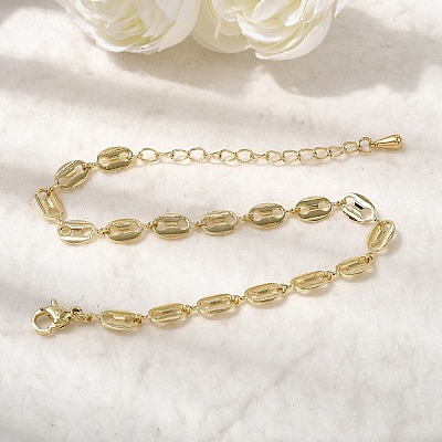 Brass Link Chain Bracelets for Women BJEW-K298-08G-1