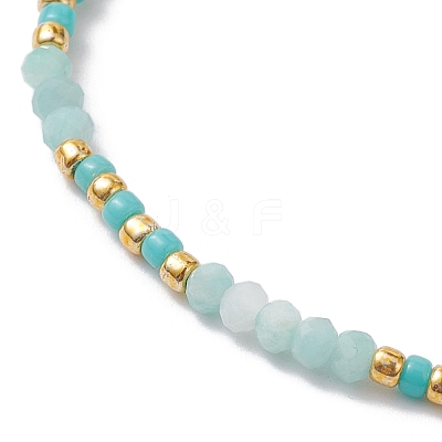 Bohemian Style Natural Amazonite & Glass Braided Bead Bracelet BJEW-JB10136-02-1