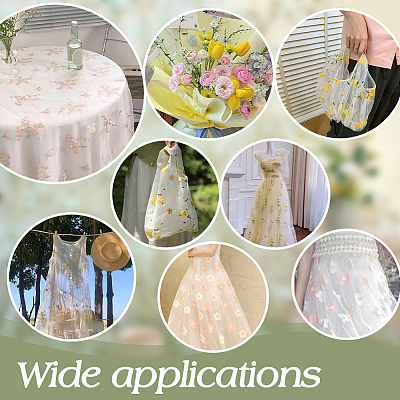 6 Yards Flower Pattern Milk Fiber Mesh Fabric DIY-NB0014-82B-1